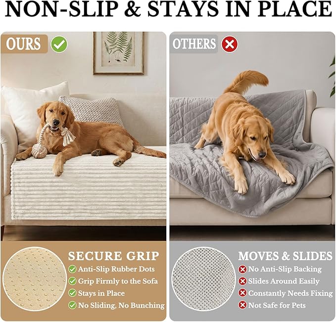 Smiry Waterproof Couch Cover for Dogs, Washable Non Slip Plush Protector | Waterproof Protection, Plush Flannel, Non Slip Backing, Pet Hair & Scratch Protection, Soft Cover (36" x 82.7") - Image 3