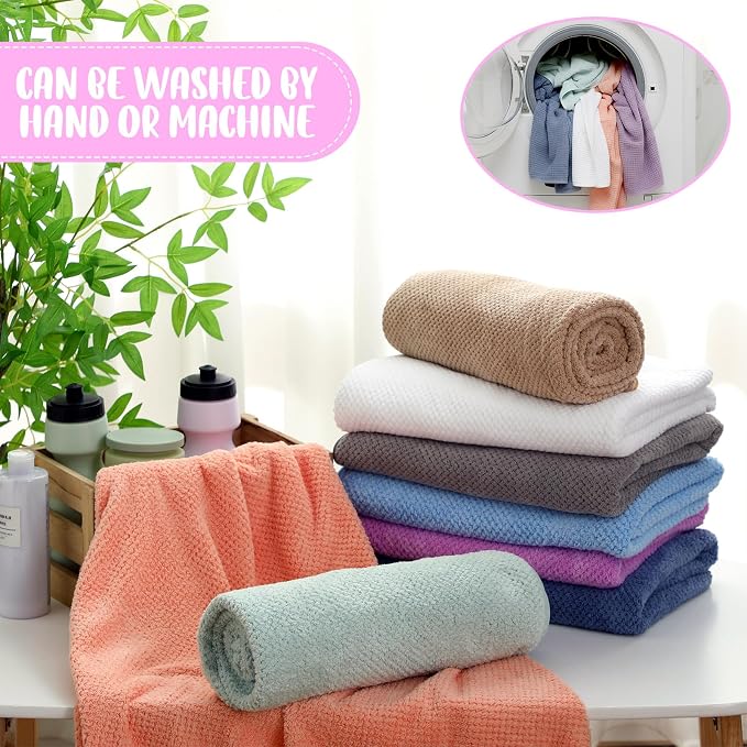 SmoothNovelty 16 Pack Microfiber Bath Towels Bulk 27'' x 60'' Oversized Size Bath Towel Highly Absorbent Extra Large Soft Drying for Beach Shower Summer Salon Sport Gym Party (Lattice,Pastel) - Image 4