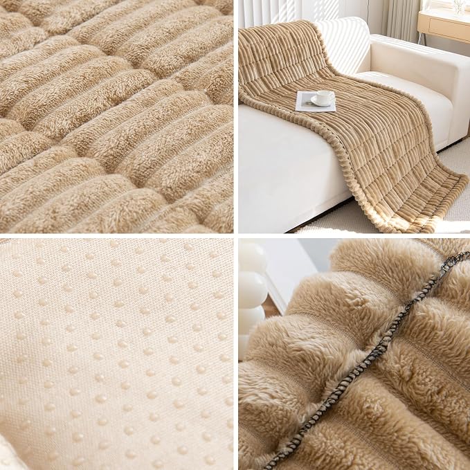 Thick Pet Couch Covers for Sofa (27.6"x70.9",Stripe Camel) | Soft Sofa Covers for 3 Cushion Couch, Machine Washable，Non Slip Sofa Cover, Flannel Dog Pet Friendly Couch Covers Protector - Image 6
