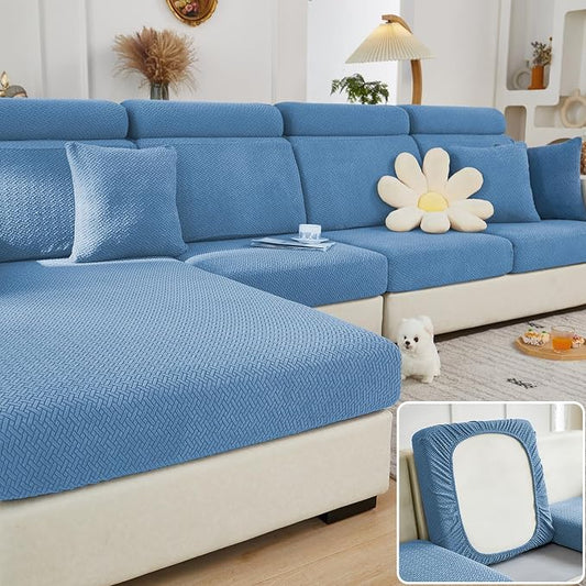 Couch Cushion Covers & Couch Cover for Sectional Sofas, Reversible Non-Slip Sofa Slipcovers, Washable Pet Proof Home Decor Protector (Blue, Chaise Cover) by Unknown