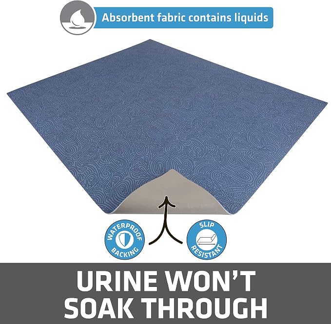 Drymate Cat Litter Box Mat, Litter Trapping Mat, Blue, 29x36 XL | Waterproof, Urine-Proof, Absorbent, Machine Washable, Soft on Paws, Contains Mess, Protects Floors, Kitten Supplies, USA Made - Image 3