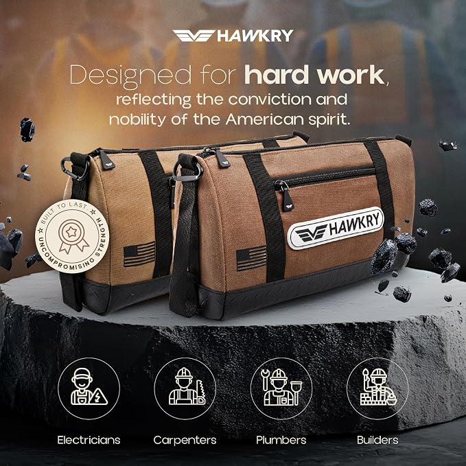 HAWKRY Heavy Duty Canvas Tool Bag Set of 2 – Waterproof Canvas Zipper Pouch, Garden Tool Bag, Construction Bags Heavy Duty, Small Zipper Pouch, Motorcycle Tool, Multipurpose Fishing Bag - Image 8