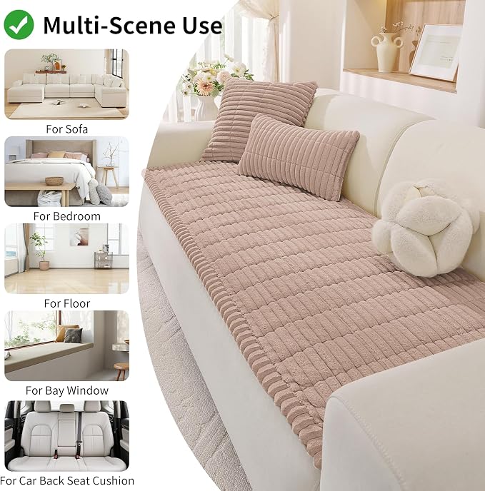 Couch Cover for Dogs,Washable Non-Slip Pet Friendly Sofa Protector | Thick Flannel Sofa Cover,Nonslip, Washable,Anti-Pilling,Pet Friendly,for Dogs & Cats,Cozy Protect Against Fur,27.6" x 35" - Image 3