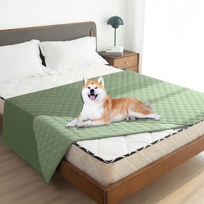 gogobunny 100% Double-Sided Waterproof Dog Bed Cover Pet Blanket Sofa Couch Furniture Protector for Puppy Large Dog Cat, Reversible (68x82 Inch (Pack of 1), Dark Green/Light Green) - Image 5