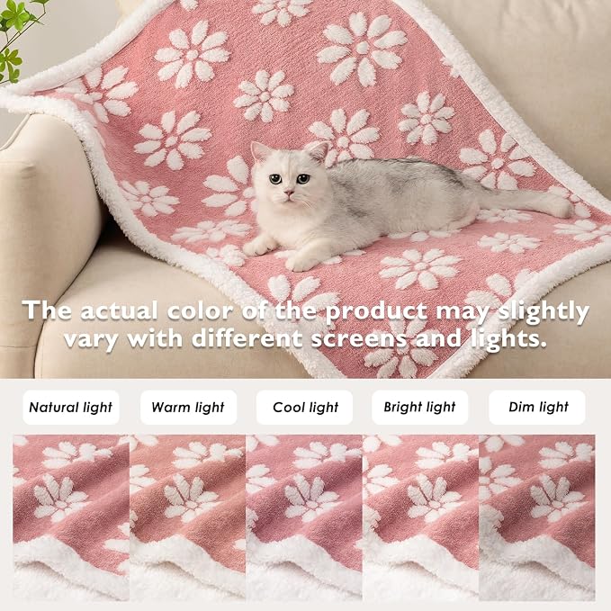 Cute Waterproof Blanket for Dog Cat or Adult, 50"x60", Pink | 3D Textured Flower Pet Blanket for Bed Couch Sofa, Soft Liquid Pee Proof Pet Furniture Protector - Image 7