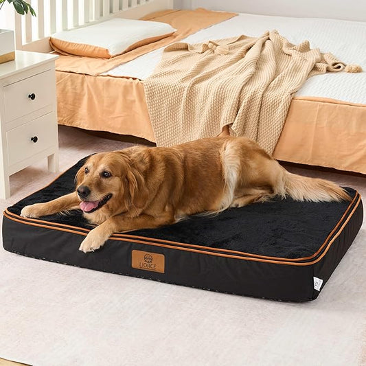 LIORCE Orthopedic Memory Foam XXL Dog Bed - 6" Thick Beds for Extra Large Sized Dog - Waterproof Removable Washable Cover & Wrap-Around Zipper - Ultimate Comfort & Easy Maintenance, Black by LIORCE