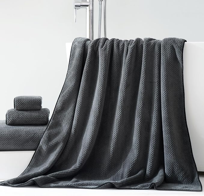 40x80 Inches Bath Sheets Towels for Adults Oversized Bath Towels Extra Large Luxury Super Soft Absorbent Quick Dry Microfiber (Charoal Grey,6PCS) - Image 2