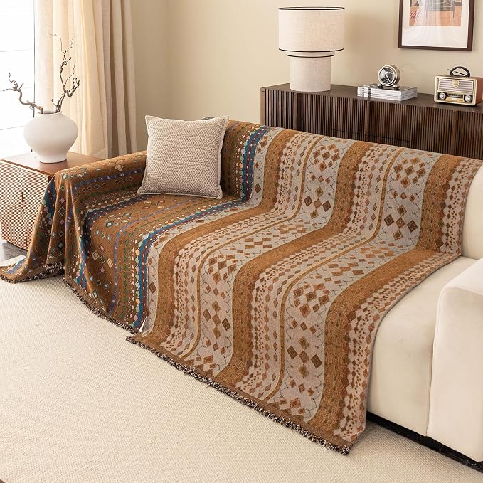 ROOMLIFE Couch Cover 3 Cushion Sofa, Washable Non Slip Furniture Sofa Protector Cover, Soft Chenille Sofa Slipcovers Sectional L Shape Dogs Couch Cover Throw Blanket with Tassels 71''X134'' - Image 7