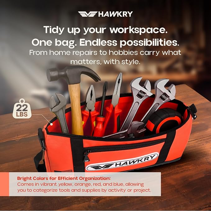 HAWKRY Oxford Waterproof Tool Bag – Small Tool Bag and Tool Pouch, Fishing Bag, Travel Pouch, Compact, Durable Small Travel Bag, Multipurpose Tool Bags for Men for Work, Fishing and Travel - Image 4