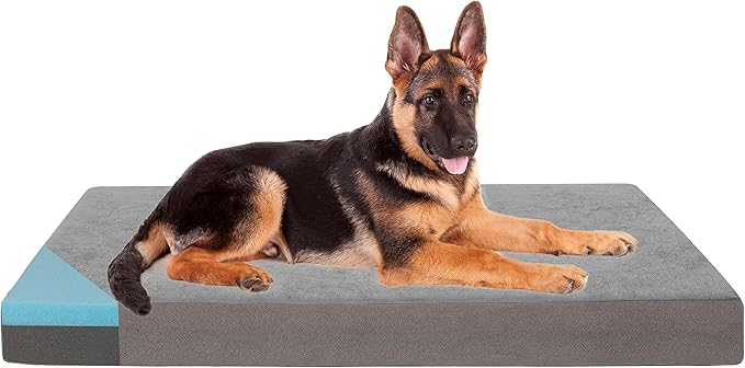 Orthopedic Memory Foam Dog Bed for Large Dogs, Cooling Dog Beds -Waterproof Pet Bed Mats for Crate with Removable Washable Cover,Ideal for Arthritic Dogs (47inch,110Lbs) by ABETTERLIFEWITHPET
