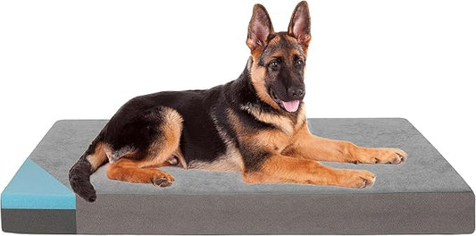 Orthopedic Memory Foam Dog Bed for Large Dogs, Cooling Dog Beds -Waterproof Pet Bed Mats for Crate with Removable Washable Cover,Ideal for Arthritic Dogs (47inch,110Lbs) by ABETTERLIFEWITHPET