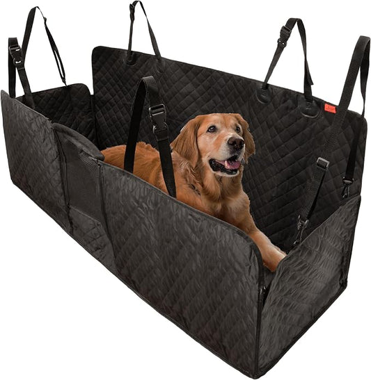 Lusso Gear Dog Car Seat Cover for Back Seat - 100% Waterproof Dog Hammock - Padded Headrest and Mesh Window - Passenger Compatible Rear Car Seat Cover - Fits Trucks, SUVs, Cars by LussoGear