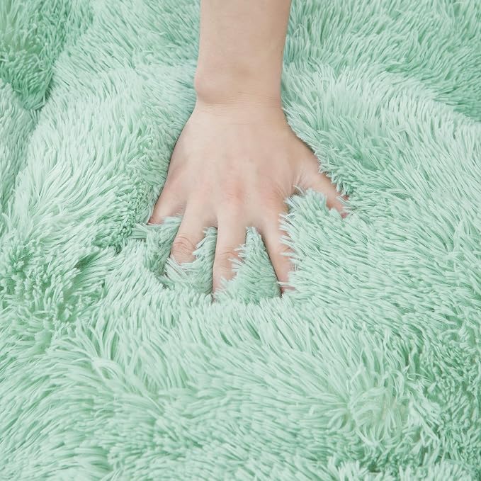 EHEYCIGA Fluffy Dog Crate Bed, Plush XX Large Dog Pillow, Apple Green | Xlarge Calming Anti Anxiety Plush Faux Fur Mat for Large size dogs, Washable Soft Warm Dog Pad with Non-Slip Bottom - Image 4