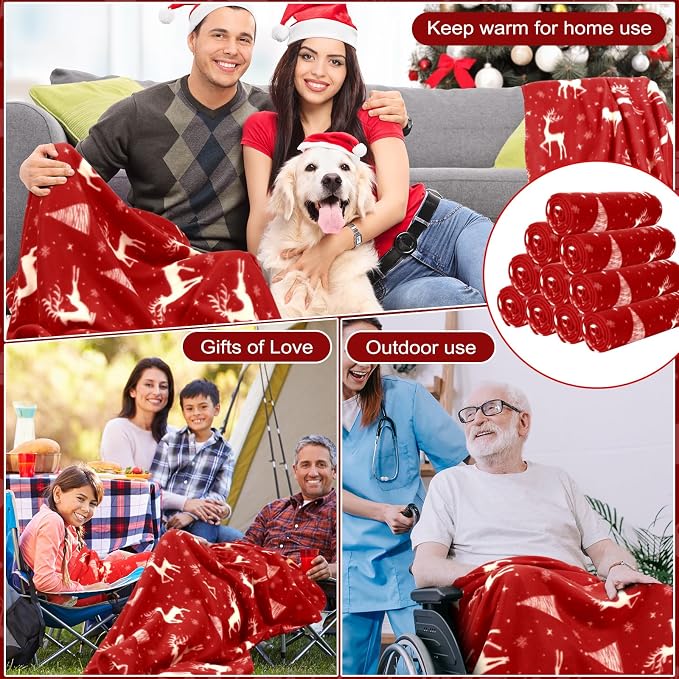Preboun 48 Pack Bulk Christmas Soft Fleece Blankets 50 x 60 Inch Bulk Lightweight Warm Fleece Throw Blankets for Pet Bed Sofa Couch Office Wedding Gifts Travel (Deer) - Image 4