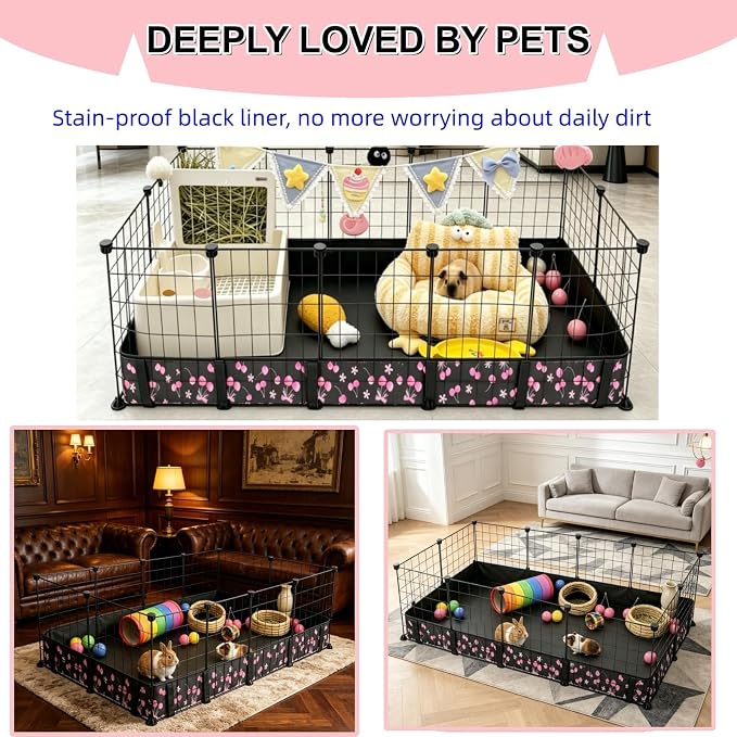 DZWLKJ Waterproof Guinea Pig Cage Liner,Washable Tarp Bottom Base,Cherry Graphic,24"x48", Reusable for Rabbit, Chinchilla, Hedgehog, Ferret & Other Small Animals. - Image 4