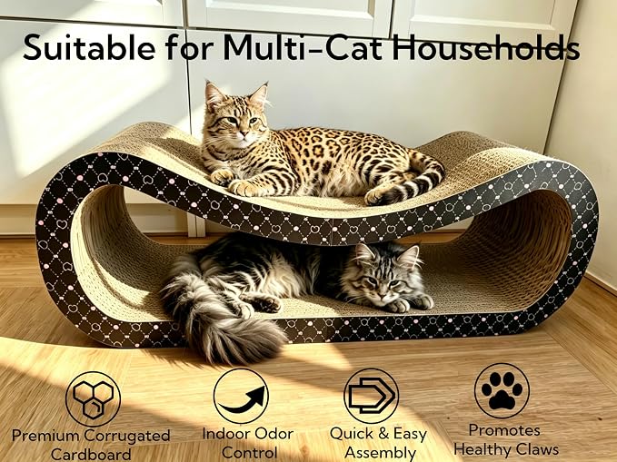 4-in-1 Large Cat Scratcher Lounge Set, (31.5×11.8×11.8 in) Reversible Cardboard Scratchers for Indoor Cats, Scratching Board Sofa Bed, Corrugated Scratch Pad for Cat Nails, Recyclable - Image 3