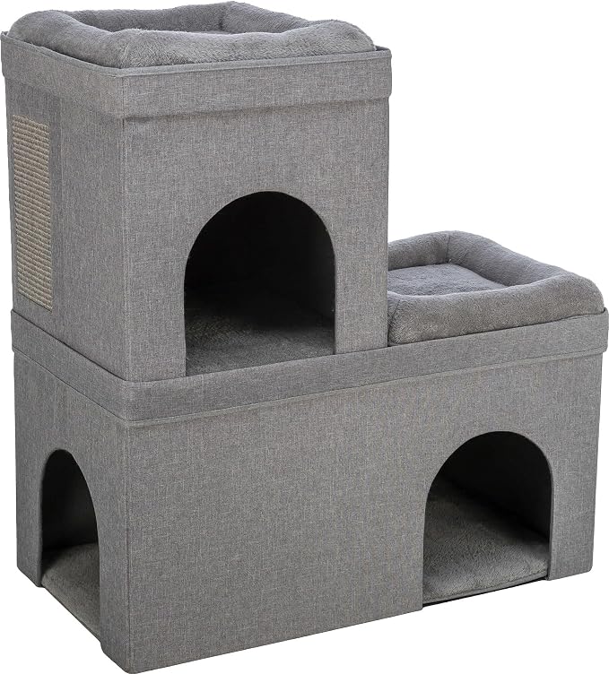 Trixie Crazy Cube Stackable Cat Condos, Gray, 2-Story | Indoor Cat Furniture, Hideaway Caves, Sisal Scratching Pads, Thick Padded Bed - Image 7