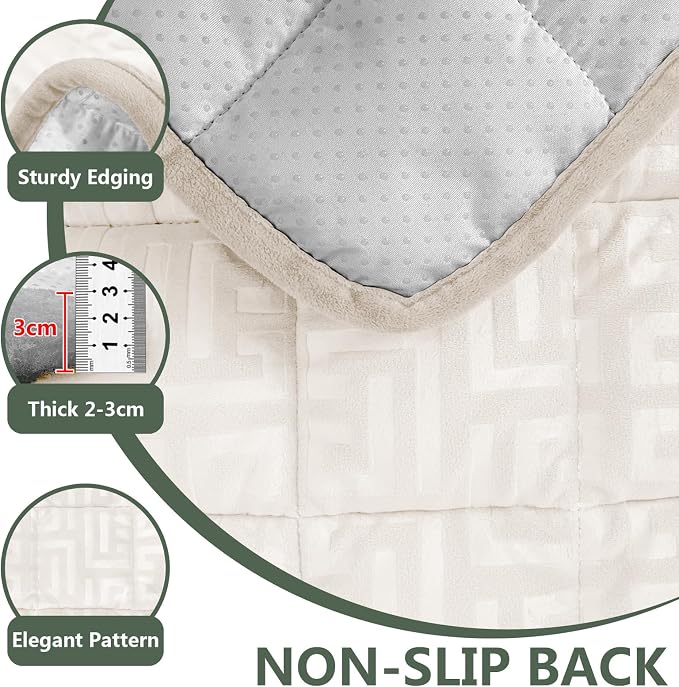 Paw Cart Couch Cover Caravan Quilted Sofa Topper Greek Key Pattern Washable Non Slip Soft Pet Protector for Any Type of Couch (Ivory,W 59“ x D 28” 1 Piece) - Image 4