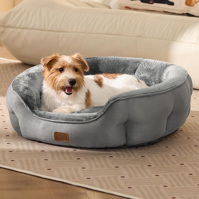 Bedsure Medium Dog Bed Washable,Large Cat Beds for Indoor Cats,28in Grey | Dog Bed Medium Size Dog, Round Pet Bed,Soft Plush Faux Fur, Removable Washable Cover, Anti-Slip Bottom,Easy to Clean - Image 5