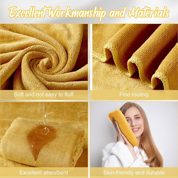 SmoothNovelty 8 Pack Microfiber Bath Towels Bulk 27'' x 60'' Oversized Bath Towel Highly Absorbent Extra Large Shower Sheets Soft Drying for Beach Pool Bathroom Salon Party(Yellow) - Image 3