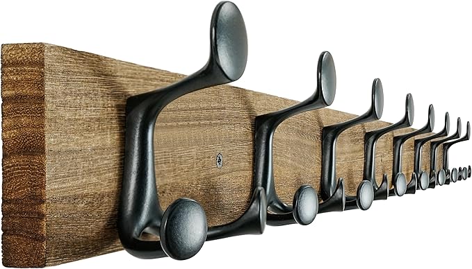 SKOLOO 43-Inch Wood Burnt Coat Rack Wall Mount with 8 Triple Hooks - Ideal for Family Entrances, Classrooms, and Pet Supplies Storage - Perfect Coat Hooks for Wall by SKOLOO