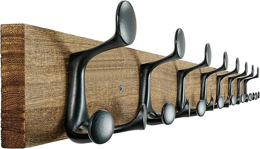 SKOLOO 43-Inch Wood Burnt Coat Rack Wall Mount with 8 Triple Hooks - Ideal for Family Entrances, Classrooms, and Pet Supplies Storage - Perfect Coat Hooks for Wall by SKOLOO