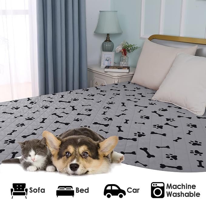 Waterproof Blankets - NANBOWANG Dog Bed Covers for Larges Dogs, Water Absorb Training Pads (6882 Gray) - Image 5