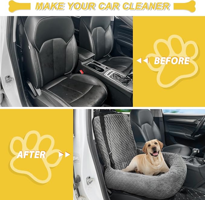 Dog Car Seat for Small Medium Dogs,Detachable Washable Travel Safety Pet Booster Seat, Comfy Ultra Soft and Multifunctional Car Travel Bed,Grey - Image 4