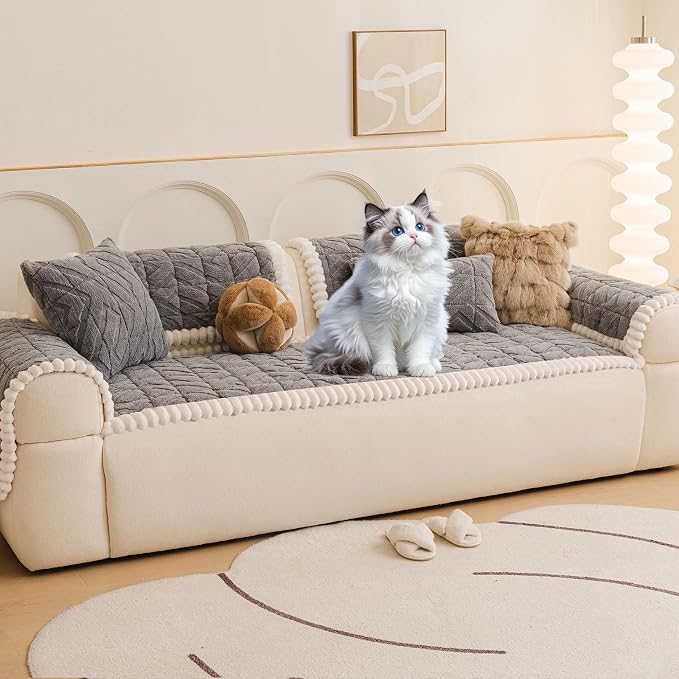 OTOB Couch Covers for 3 Cushion Couch Sofa Washable Non Slip Dog Sofa Cover | Gray, 27.6"x82.7", Pet Friendly, All Seasons, Modern Geometric Jacquard, Soft Breathable, Furniture Protector, Modern - Image 9