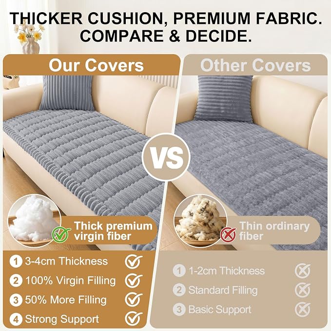 Smiry Couch Cover for Dogs, Non Slip Washable Sofa Protector for Pets | Soft Furniture Cover for Leather & Fabric Couches, Cozy Protect Against Fur, Dirt & Messes, Pet Friendly, 27.6"x82.7" - Image 4
