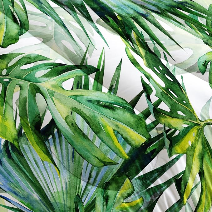Nttopship Tropical Plants Comforter Sets，Bedding Set King Size for Kids,Green Plant Leaf Tie Dyeing Comforter Sets All Season 1 Comforter and 2 Pillowcases - Image 6