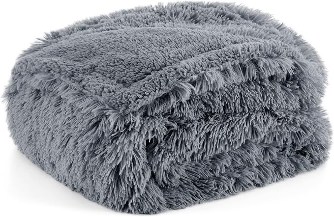 Bedsure Waterproof Dog Blankets for Large Dogs, Fluffy Faux Fur, 50×60" | Plush Fuzzy Reversible Pet Blankets for Couch and Dog Bed, Soft Calming Throw Cat Blanket Washable, Dog Gift, Grey - Image 9