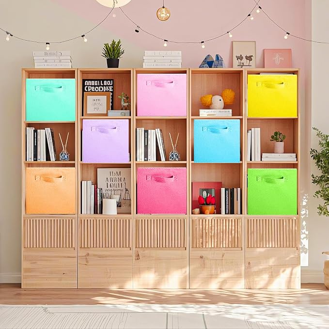 ShellKingdom Storage Bins, Foldable Fabric Storage Cubes, 8 Pack, 8 Colors | Cloth Organizer Drawer For Closet And Toys, 13 X 13 X 13 INCH, (Mix Colors) - Image 4