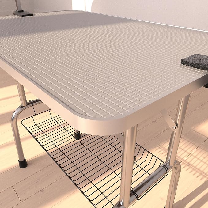 42" Dog Grooming Table Foldable Pet Grooming Tables with Adjustable Arm Noose Storage Mesh Tray Maximum Capacity Up to 330lbs Silver Gray - Image 3