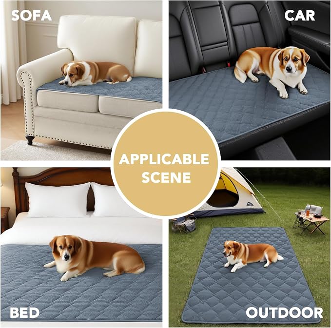 H.VERSAILTEX Couch Cover Chenille Pet Fuzzy Sofa Covers for 2 Cushion Couch Anti Slip Washable Sofa Slipcovers with Strap Soft Couch Protector Cover for Dogs Cats Kids(27.6" x 59", Stone Blue) - Image 6