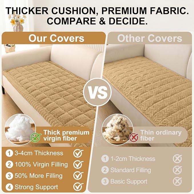 Smiry Couch Cover for Dogs, Non Slip Fuzzy Pet Sofa Covers Washable | Sofa Slipcovers for 3 Cushion Couch, Soft Thick Furniture Protector for Cats Dogs, Against Fur, Dirt, Scratch (35.4"x70.9") - Image 4