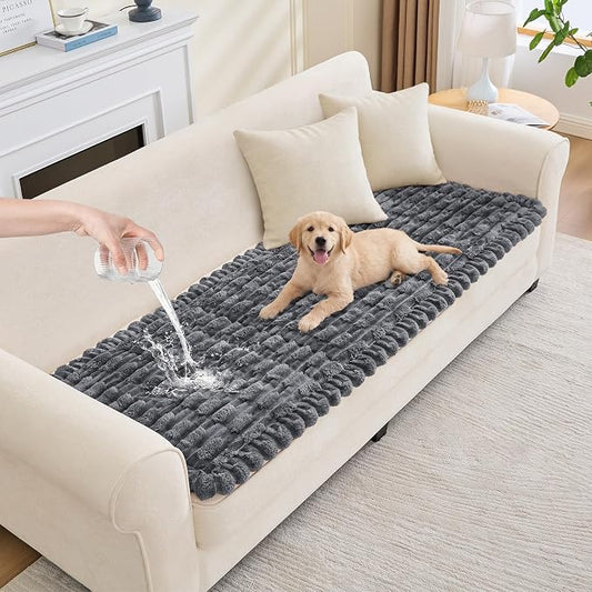 Waterproof Dog Couch Cover, Non Slip Pet Sofa Protector, Thick Fuzzy Couch Cover for Dogs, Machine Washable Furniture Protector, Scratch Resistant Pet Couch Mat(Dark Gray, 28" x 71"/70 x 180cm) by Taque