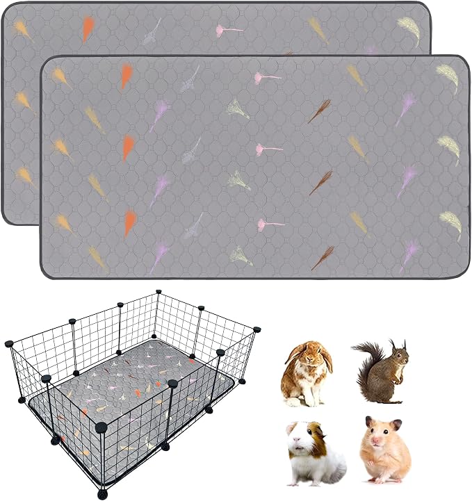 2Pcs Guinea Pig Cage Liners,Guinea Pig Fleece Cage Liners24''X36'' Super Absorbent Washable Pee Pads Reusable for Rabbit Hamster Chinchilla by LWYMX