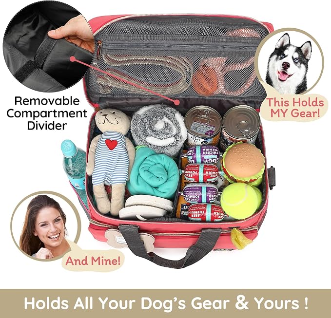 Multi-Function Pet Travel Bag - Ideal for Week Away/Overnight Trips - Cat & Dog Travel Accessories with Diaper Bag Style & Multiple Pockets - Image 6