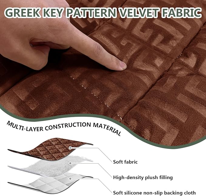 Paw Cart Couch Cover Caravan Quilted Sofa Topper Greek Key Pattern Washable Non Slip Soft Pet Protector for Any Type of Couch (XiuHong,W 94“ x D 28” 1 Piece) - Image 5
