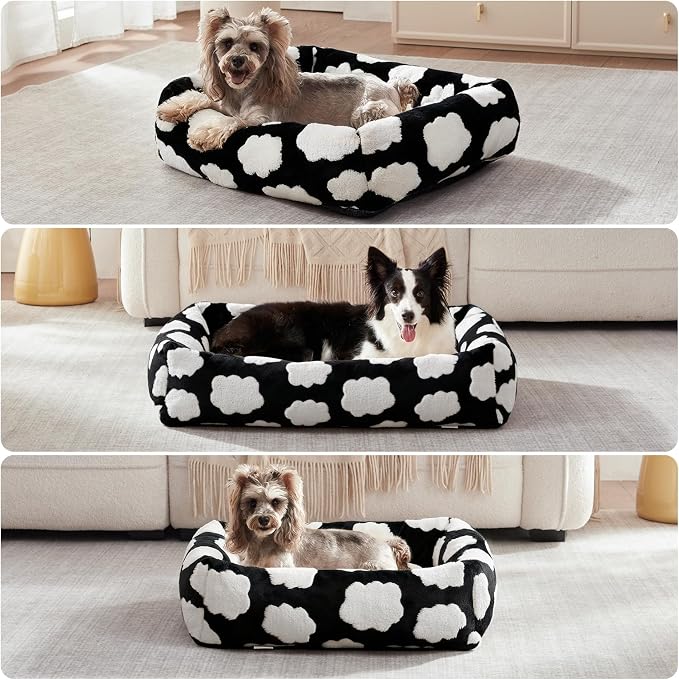 JOEJOY Small Dog Bed for Small Dogs, Rectangle Washable Orthopedic Dog Bed with Removable Zipper Cover, Cute Soft Calming Puppy Pet Bed with Jacquard Shaggy Plush & Non Skid Bottom - Image 8