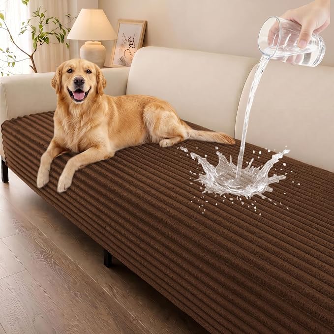 Smiry Waterproof Couch Cover for Dogs, Washable Non Slip Plush Protector | Waterproof Protection, Plush Flannel, Non Slip Backing, Pet Hair & Scratch Protection, Soft Cover (36" x 63") by Smiry