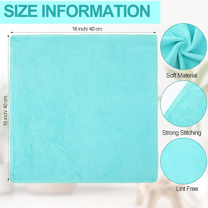 Nuenen Cleaning Cloths for Cars 16 x 16 Inch Ultra Absorbent Towels Drying Microfiber Reusable Cleaning Supplies House Kitchen Window Microfiber Towel(Teal Blue,60 Pcs) - Image 3