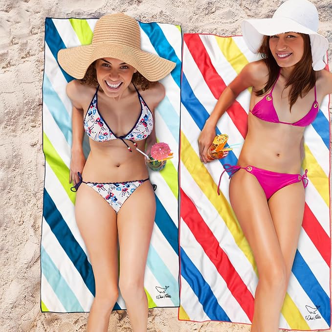 Whale Flotilla 4 Pack Quick Dry Beach Towels Oversized (35"x70"), Microfiber Sand-Free Beach Towel Set, Extra Large Compact Pool Travel Accessories, Pink/Summer/Green/Orange - Image 3