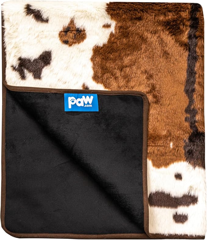 PAW BRANDS PupProtector Waterproof Throw Blanket, Brown Cowhide, 80x62 | Waterproof, machine washable — protects couches, beds & car seats - Image 2