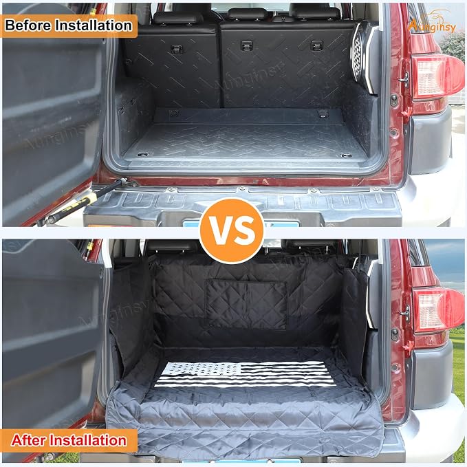 Aunginsy SUV Cargo Liner for Dogs Compatible with Toyota FJ Cruiser 2007-2021 Accessories, Rear Trunk Mat Travel Nonslip Pet Cargo Boot Liner with Bumper Flap Protector, Waterproof Floor Mat for Cats - Image 2