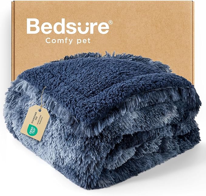 Bedsure Waterproof Dog Blanket for Small Dogs Cats Fluffy Faux Fur, 30x40 | Plush Fuzzy Reversible Pet Blankets for Couch and Dog Bed,Soft Calming Throw Cat Puppy Blanket Washable,Dog Gift Tie-dye Navy by Unknown