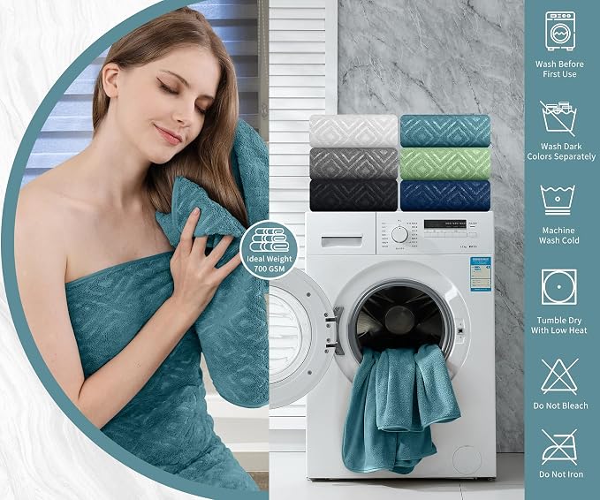 Bath Towel Set of 4 Extra Large Bath Sheet 35"x70" Oversized Bath Towel Soft Microfiber Bathroom Towel for Adults Highly Absorbent Quick Dry Towel for Bathroom,Hotel,Shower Bath Sheet Turquoise - Image 6