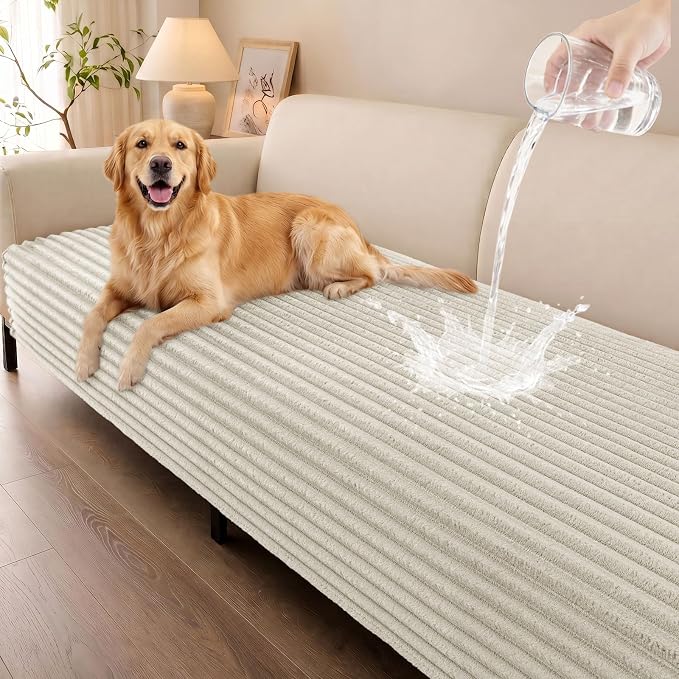 Smiry Waterproof Couch Cover for Dogs, Washable Non Slip Plush Protector | Waterproof Protection, Plush Flannel, Non Slip Backing, Pet Hair & Scratch Protection, Soft Cover (36" x 82.7") by Smiry