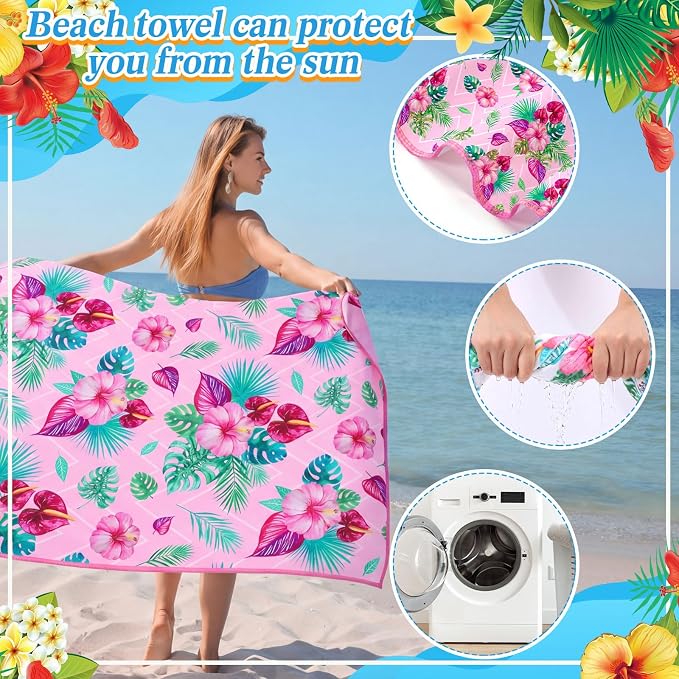 FuWeave 10 Pack Microfiber Beach Towel 28 x 55 Inch Oversized Large Thin Beach Towels for Pool Camping, Sand Free Lightweight Blanket for Women Adults Travel Swimming Sport (Tropical Floral) - Image 3